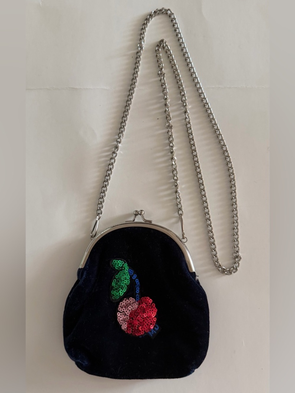 Marc Jacobs Little Marc Mini Blue Velvet Cherry Crossbody Coin Pouch - MINT - Picture 2 of 6